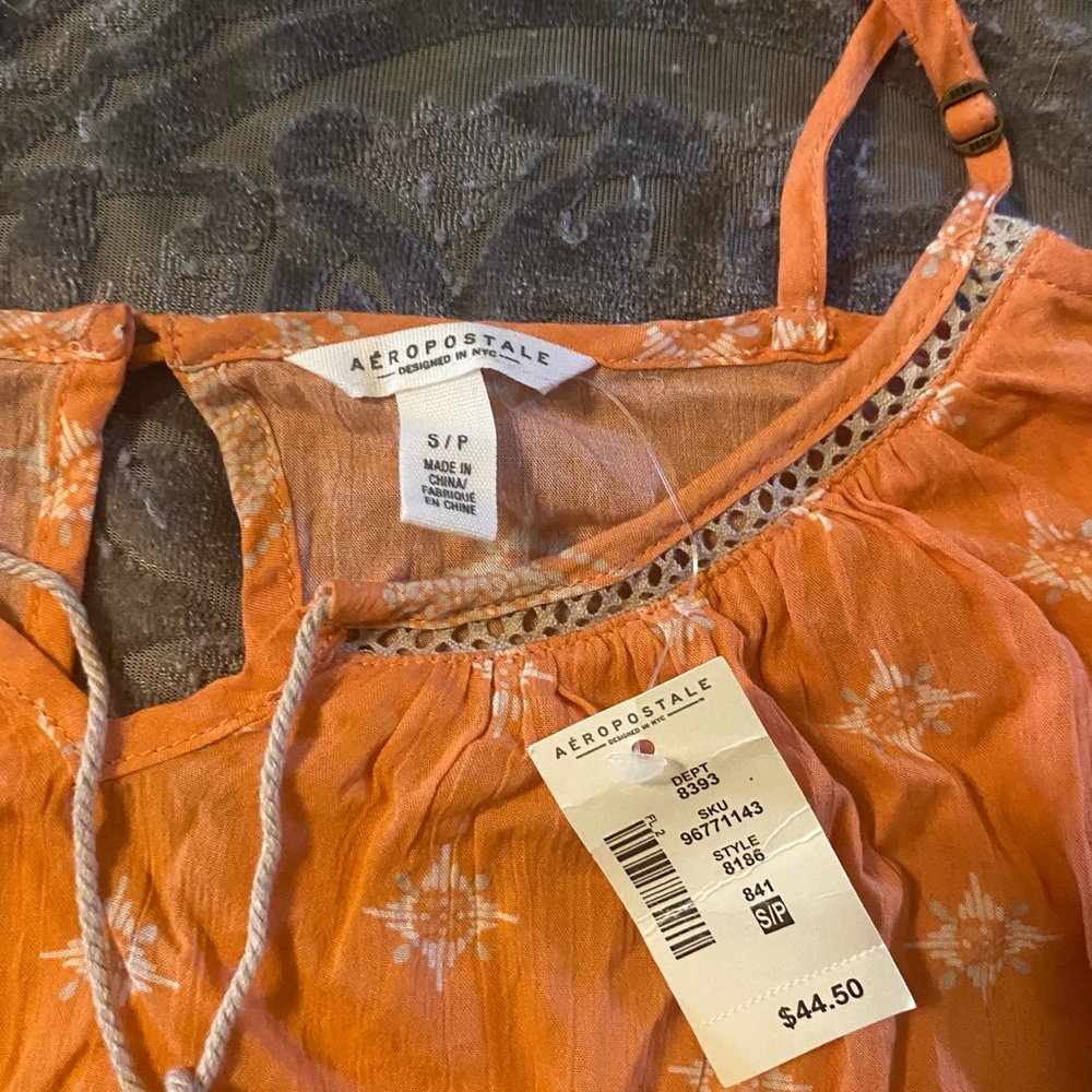 Aeropostale Orange Boho Blouse with Embroidery - Picture 2 of 3